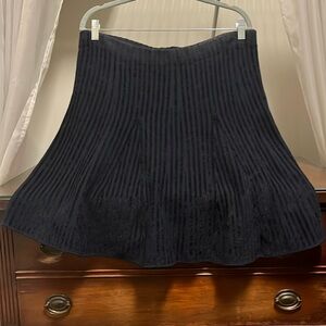 Ann Taylor Women's Large Navy Pleated Stripe Mini Skirt